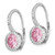 Image of 21.65mm Sterling Silver Rhodium-plated Polished Pink & White CZ Halo Leverback Earrings