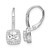 Image of 21.32mm Sterling Silver Rhodium-plated Polished Princess Cut CZ Halo Leverback Earrings