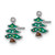 Image of 10.6mm Sterling Silver Rhodium-plated Green Enamel Crystal Christmas Tree Post Earrings