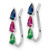 Image of 13.65mm Sterling Silver Rhodium-plated Polished Multi-color Pear CZ Ear Climber Earrings