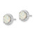 Image of 8.72mm Sterling Silver Rhodium-plated Polished Created Opal/CZ Round Halo Post Earrings