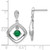 Image of 24.7mm Sterling Silver Rhodium-plated Green Glass and Clear CZ Fancy Square Post Earrings