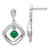 Image of 24.7mm Sterling Silver Rhodium-plated Green Glass and Clear CZ Fancy Square Post Earrings