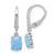 Image of 25.2mm Sterling Silver Rhodium-plated CZ & Oval Blue Created Opal Leverback Dangle Earrings