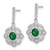 Image of 21.4mm Sterling Silver Rhodium-plated Green Glass and Clear CZ Vintaged Dangle Post Earrings