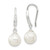 Image of 26mm Sterling Silver Rhodium-plated Polished White 7-8mm Simulated Pearl & CZ Dangle Earrings