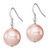 Image of 30mm Sterling Silver Rhodium-plated Polished Pink 14-15mm Round Simulated Pearl Dangle Earrings