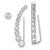 32mm Sterling Silver Rhodium-plated Polished & Textured CZ 1 Earrings Climber & 1 Stud Earrings