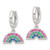 Image of Sterling Silver E-Coating Polished Multicolor CZ Dangle Rainbow Childrens Round Hoop Earrings