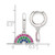 Image of Sterling Silver E-Coating Polished Multicolor CZ Dangle Rainbow Childrens Round Hoop Earrings
