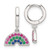 Image of Sterling Silver E-Coating Polished Multicolor CZ Dangle Rainbow Childrens Round Hoop Earrings