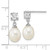 Image of 19.5mm Sterling Silver Rhodium-plated White Topaz 7-10mm White Teardrop Freshwater Cultured Pearl Earrings