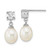 Image of 19.5mm Sterling Silver Rhodium-plated White Topaz 7-10mm White Teardrop Freshwater Cultured Pearl Earrings