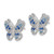 Image of 15.58mm Sterling Silver Rhodium-plated Polished Light and Dark Blue CZ with Clear CZ Butterfly Post Earrings