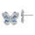 Image of 15.58mm Sterling Silver Rhodium-plated Polished Light and Dark Blue CZ with Clear CZ Butterfly Post Earrings
