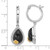 Image of 33mm Sterling Silver Rhodium-plated w/ 14k accent Flower & Black Onyx Beaded Teardrop Round Dangle Hoop Earrings