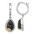 Image of 33mm Sterling Silver Rhodium-plated w/ 14k accent Flower & Black Onyx Beaded Teardrop Round Dangle Hoop Earrings