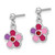 Image of Sterling Silver Rhodium-plated Polished & Multi-color Enameled Red Crystal Flower Childrens Post Dangle Earrings