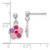 Image of Sterling Silver Rhodium-plated Polished & Multi-color Enameled Red Crystal Flower Childrens Post Dangle Earrings
