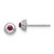 Image of 4mm 14k White Gold Diamond and Cabochon Rhodolite Garnet Earrings EM4030-RG-010-WA