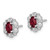 Image of 9mm Sterling Silver Rhodium-plated Created Ruby & Diamond Earrings QBE22JUL