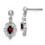 Image of 17mm Sterling Silver Rhodium-plated Pear Garnet and Diamond Post Earrings QDX586