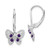 Image of 24mm Sterling Silver Rhodium-plated Amethyst and Diamond Butterfly Earrings QE10263AM