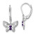 Image of 24mm Sterling Silver Rhodium-plated Amethyst and Diamond Butterfly Earrings QE10274AM