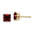 Image of 7mm 14K Yellow Gold 6mm Princess Cut Garnet Earrings