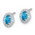 Image of 7mm 14k White Gold Diamond and Cabochon Blue Topaz Earrings