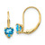 Image of 17mm 14K Yellow Gold 5mm Heart Blue Topaz Leverback Earrings