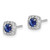 Image of 6mm 14k White Gold Diamond and Sapphire Square Halo Earrings