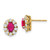Image of 10.3mm 14K Yellow Gold Oval Ruby and Diamond Halo Post Earrings