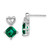 Image of 13.3mm 14k White Gold Created Emerald and Diamond Heart Earrings