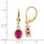 Image of 27mm 14K Yellow Gold 8x6mm Oval Created Ruby Leverback Earrings