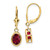Image of 27mm 14K Yellow Gold 8x6mm Oval Created Ruby Leverback Earrings