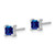 Image of 5mm Sterling Silver 4mm Princess Created Sapphire Post Earrings