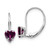 Image of 17mm 14k White Gold 5mm Heart Rhodolite Garnet Leverback Earrings