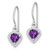 Image of 22mm Sterling Silver Rhodium-plated Amethyst Small Heart Earrings