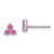 Image of 5.3mm 14k White Gold 3-stone Created Pink Sapphire Triangle Earrings