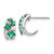 Image of 11mm 14k White Gold Diamond and Emerald Polished Post Hoop Earrings