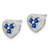 Image of 8mm Sterling Silver Rhodium-plated Diamond & Sapphire Heart Earrings