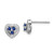 Image of 8mm Sterling Silver Rhodium-plated Diamond & Sapphire Heart Earrings