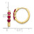 Image of 15mm 10k Yellow Gold 3 Stone Created Ruby Polished Hinged Hoop Earrings