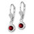 Image of 26mm Sterling Silver Rhodium-plated 5mm Round Garnet Leverback Earrings