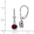 26mm Sterling Silver Rhodium-plated 6mm Round Garnet Leverback Earrings