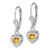 Image of 25mm Sterling Silver Rhodium-plated 6mm Heart Citrine Leverback Earrings