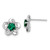 Image of 15mm Sterling Silver Rhodium-plated Floral Created Emerald Post Earrings Image of 15mm Sterling Silver Rhodium-plated Floral Created Emerald Post Earrings