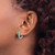 20mm Sterling Silver Rhodium-plated Polished Emerald Hinged Hoop Earrings