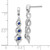 Image of 30mm 10k White Gold Diamond and Blue Sapphire 3 Stone Post Dangle Earrings